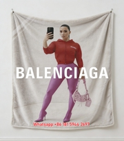 Balenciaga Red Hoodie Print Flannel Throw Blanket for Sofa BA320